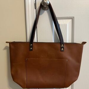 Portland Leather Goods Large Zippered Tote-Brown